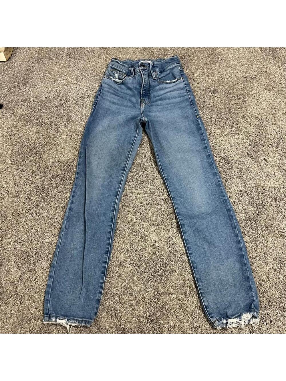 Good American Jeans Women's High Waist Distressed Hem size 0/25